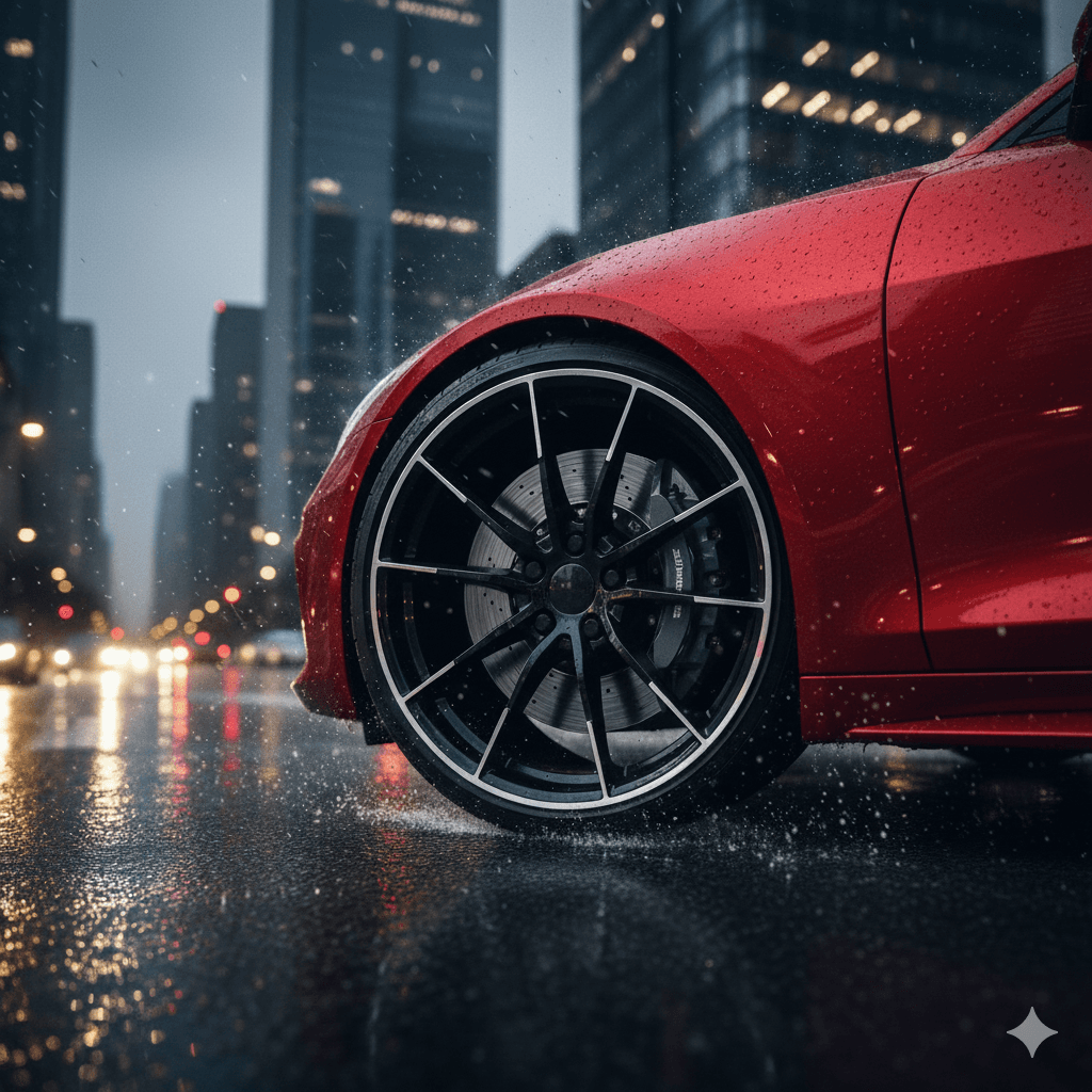 Close-up van remschijf van rode